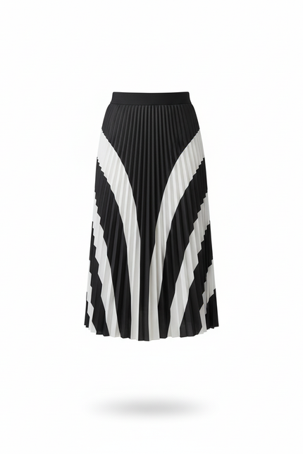Jupe Longue Noire Et Blanche Plissée Chic