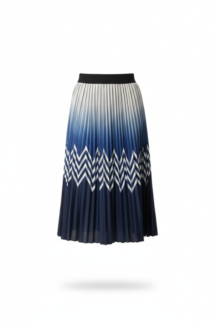 Jupe Longue Plissée Imprimée Dégradé Chic