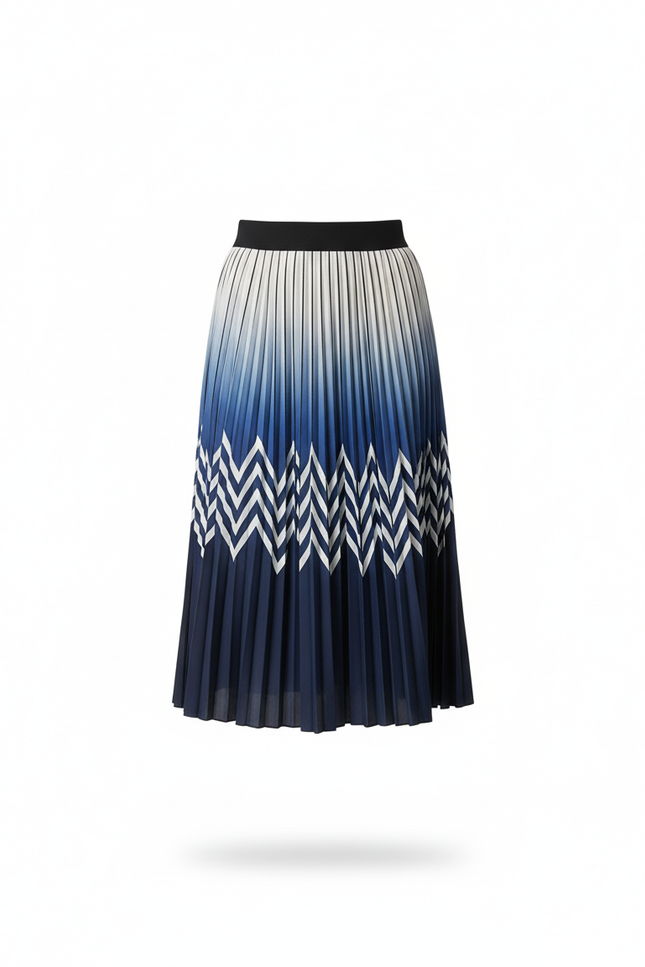Jupe Longue Plissée Imprimée Dégradé Chic