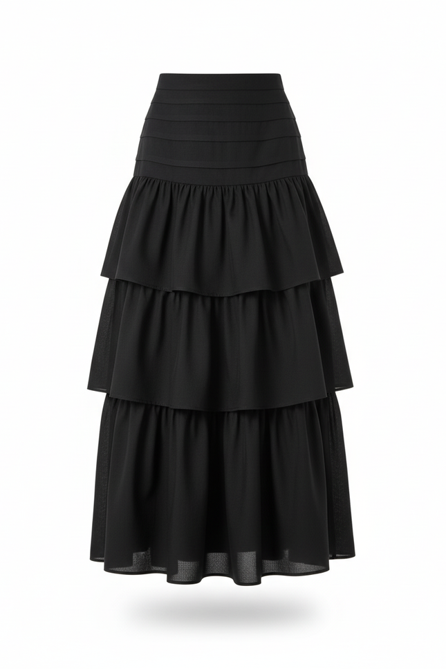 Jupe Longue Plissée Dégradée Fluide Tendance