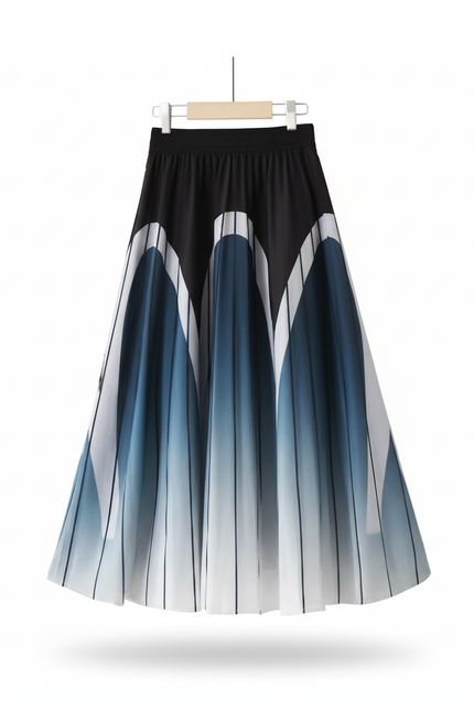 Jupe Longue Satin Imprimé Dégradé Chic