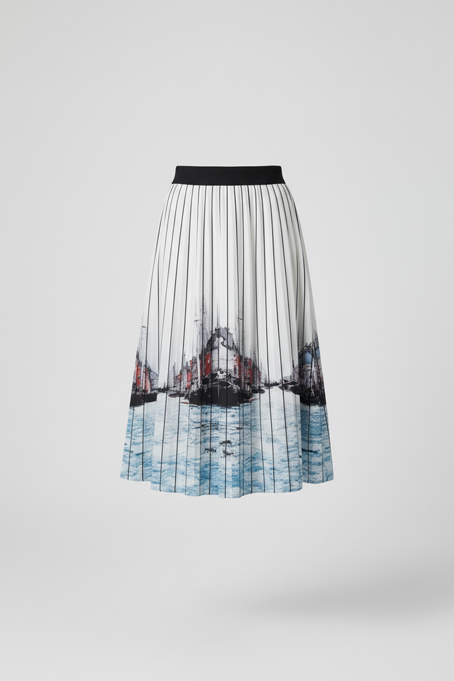 Jupe Longue Plissée Imprimée Chic Mode