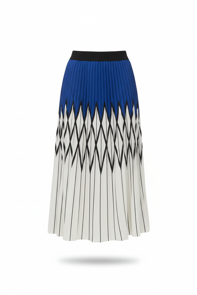 Jupe Longue Plissée Géométrique Chic