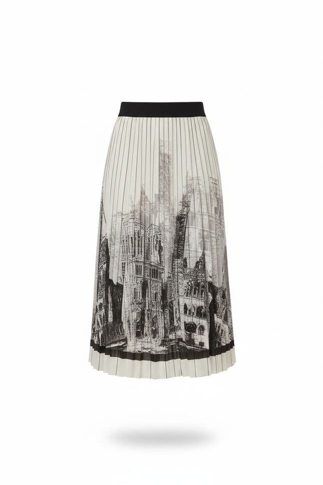 Jupe Longue Plissée Imprimée Élégante Chic