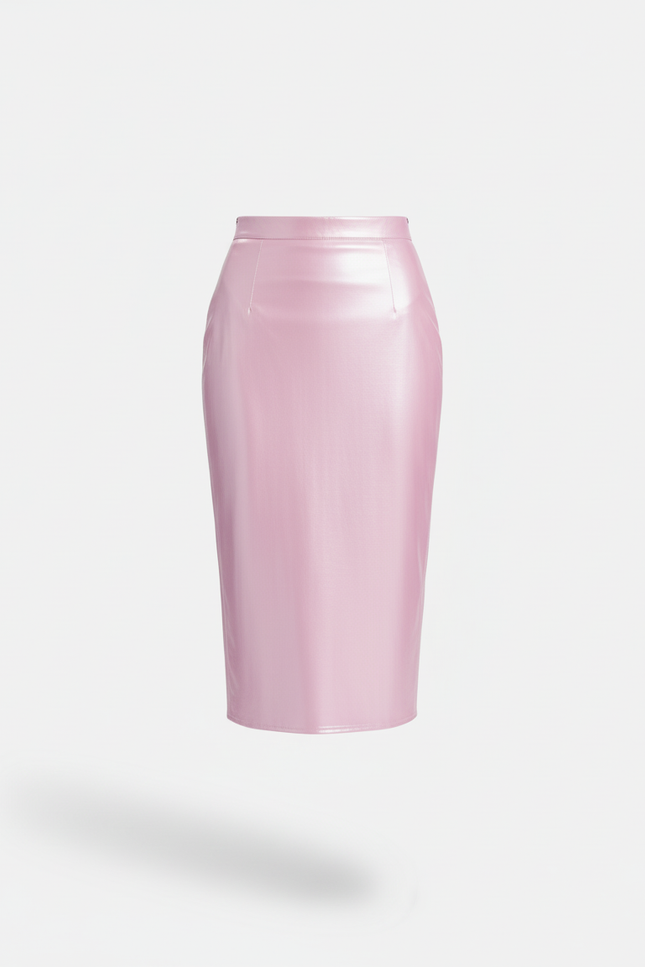 Jupe Longue Rose Moulante Brillante