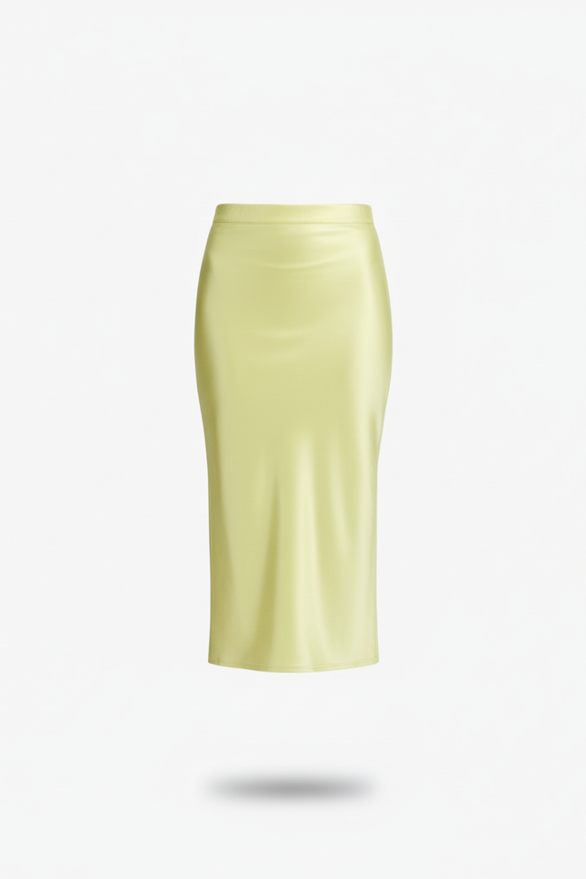 Jupe Longue Jaune Satinée Brillante Élégante