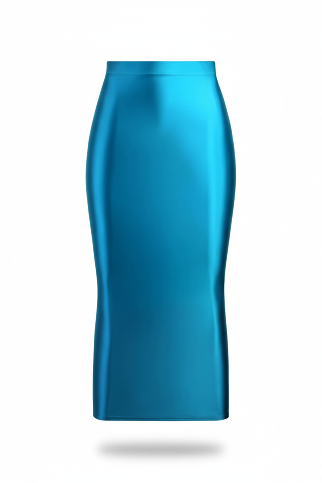 Jupe Longue Bleu Brillant Satinée Chic