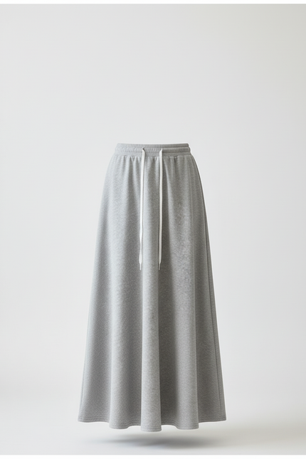 Jupe Longue Grise Molleton Décontractée