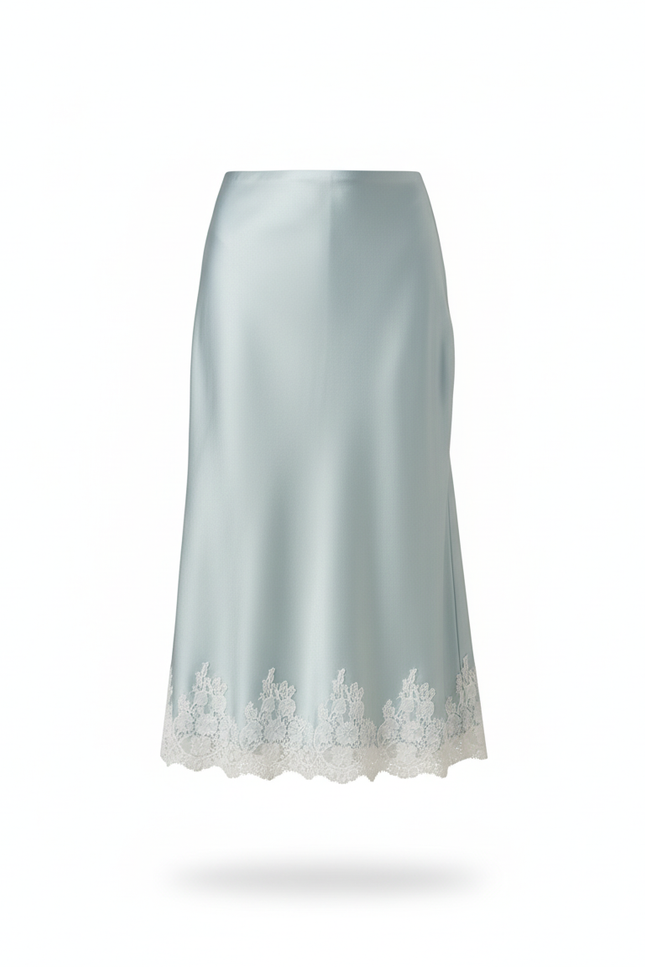 Jupe Longue Satin Dentelle Élégante Soirée