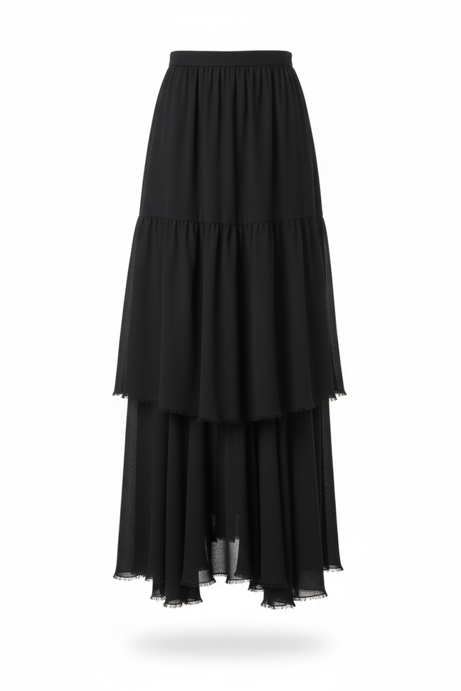 Jupe Longue Plissée Taille Haute Chic