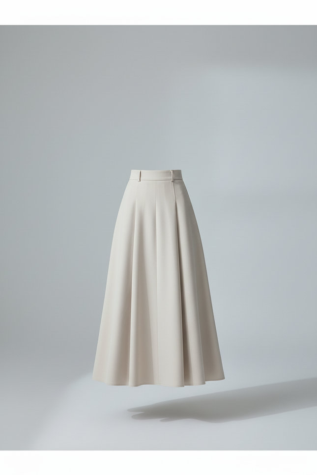 Jupe Longue Beige Plissée Chic