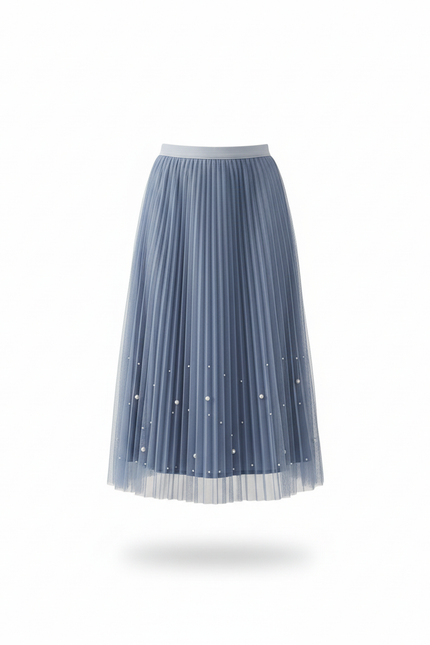 Jupe Longue Bleue Plissée Chic