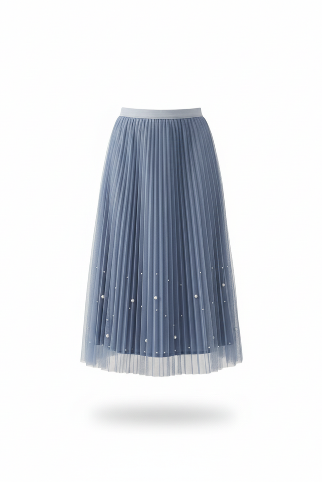 Jupe Longue Bleue Plissée Chic