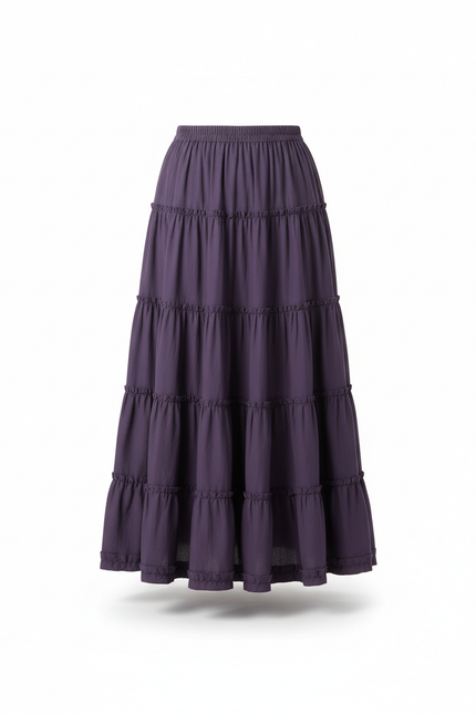 Jupe Longue Violette À Volants Fluide