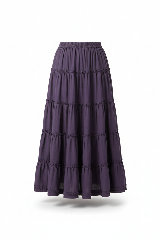 Jupe Longue Violette À Volants Fluide