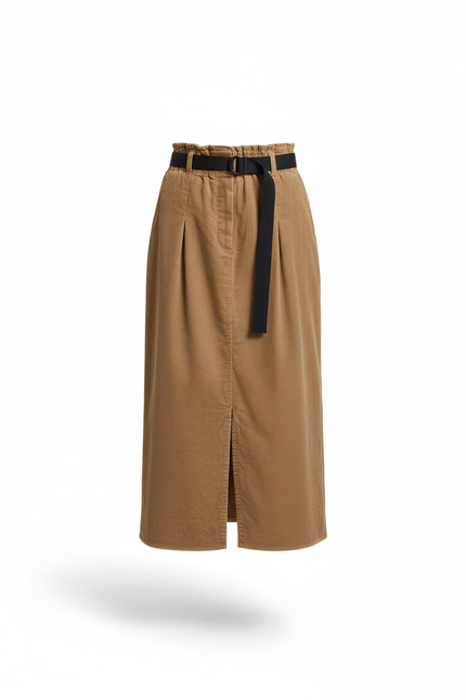 Jupe Longue Velours Côtelé Camel Chic