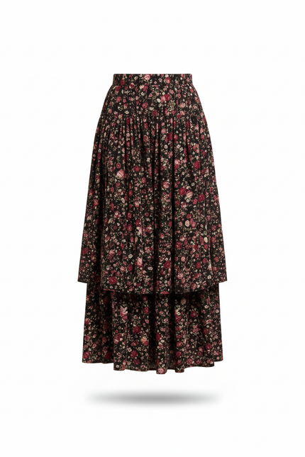 Jupe Longue Florale Superposée Bohème Femme