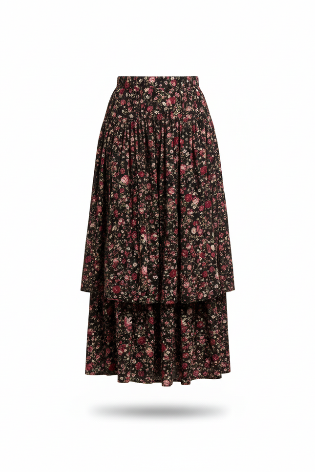 Jupe Longue Florale Superposée Bohème Femme