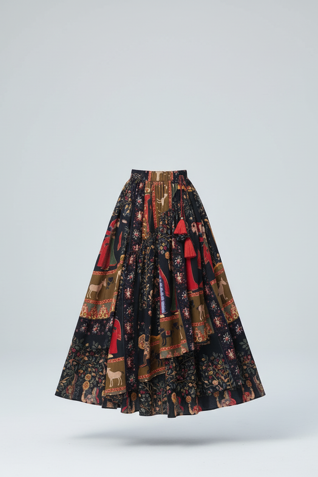 Jupe Longue Imprimée Ethnique Bohème