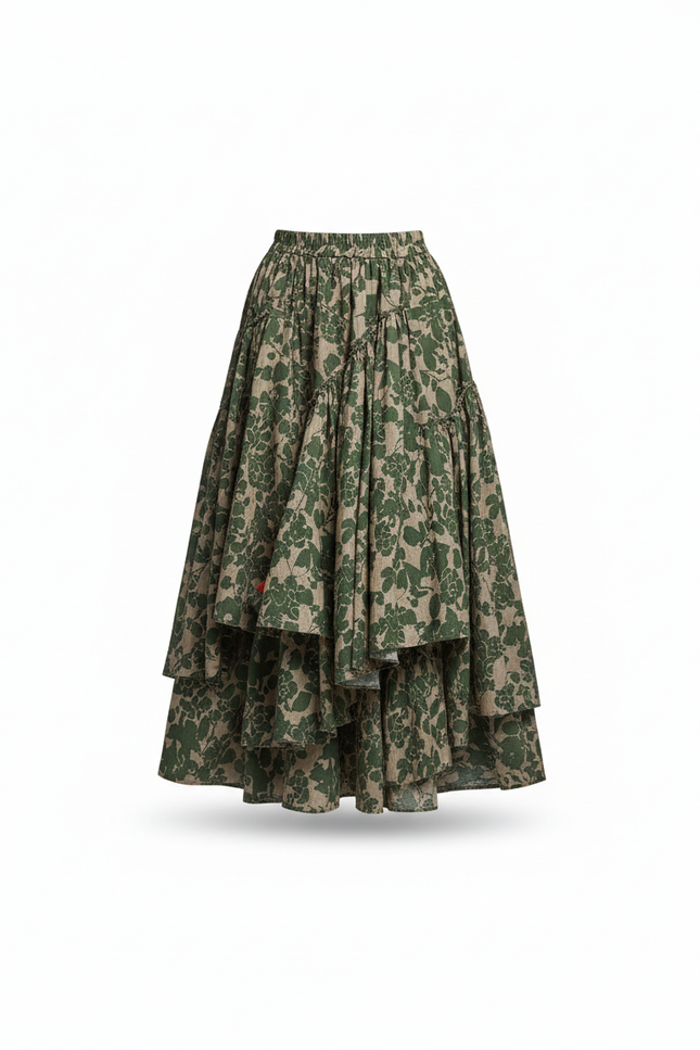 Jupe Longue Étagée Imprimée Bohème Chic