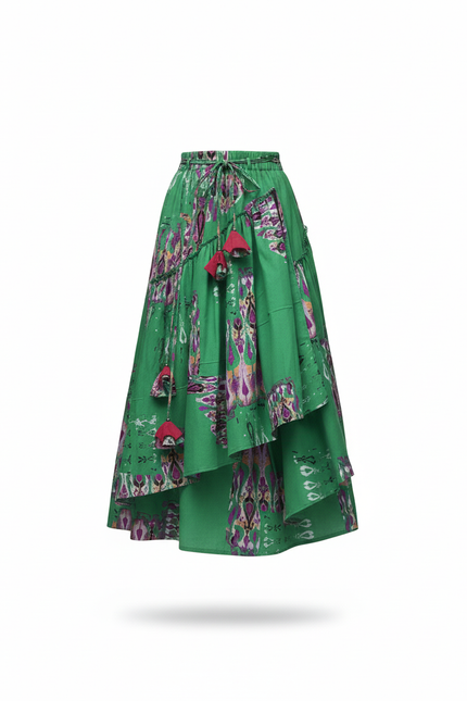 Jupe Longue Verte Motifs Bohème