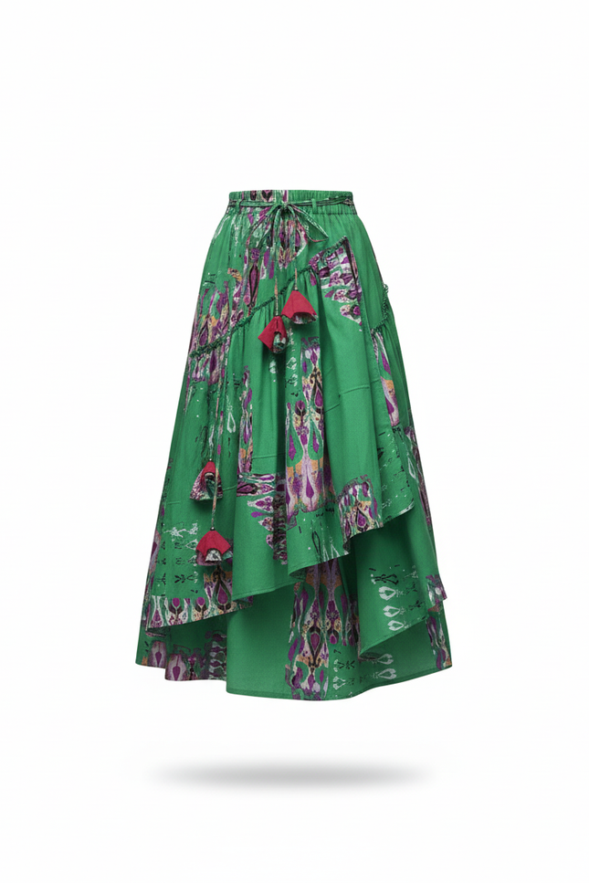 Jupe Longue Verte Motifs Bohème