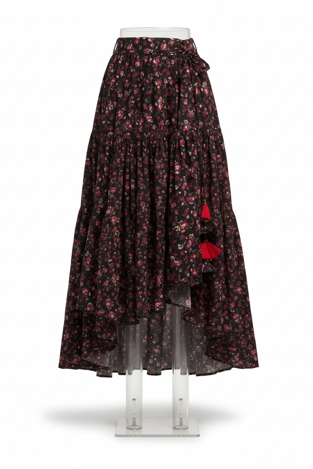 Jupe Portefeuille Noire Longue