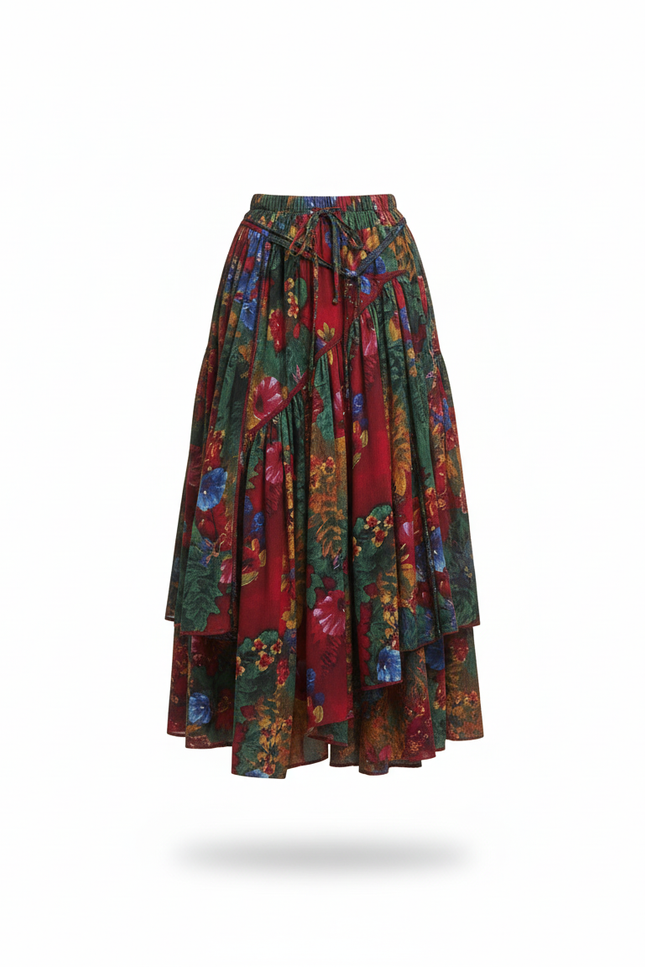 Jupe Longue Motif Floral Fluide Bohème