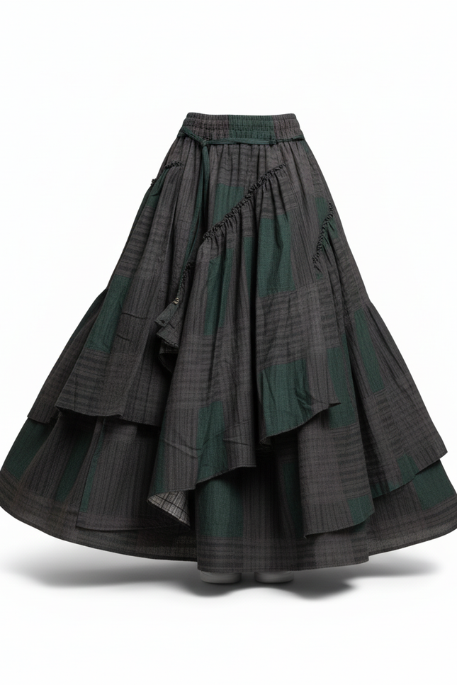 Jupe Longue À Volants Bicolore Bohème