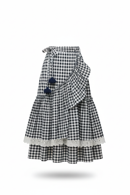 Jupe Longue Vichy Noir Et Blanc