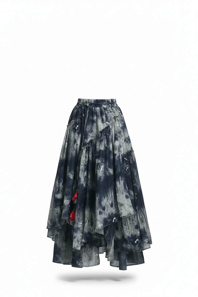 Jupe Longue Asymétrique Imprimé Fluide