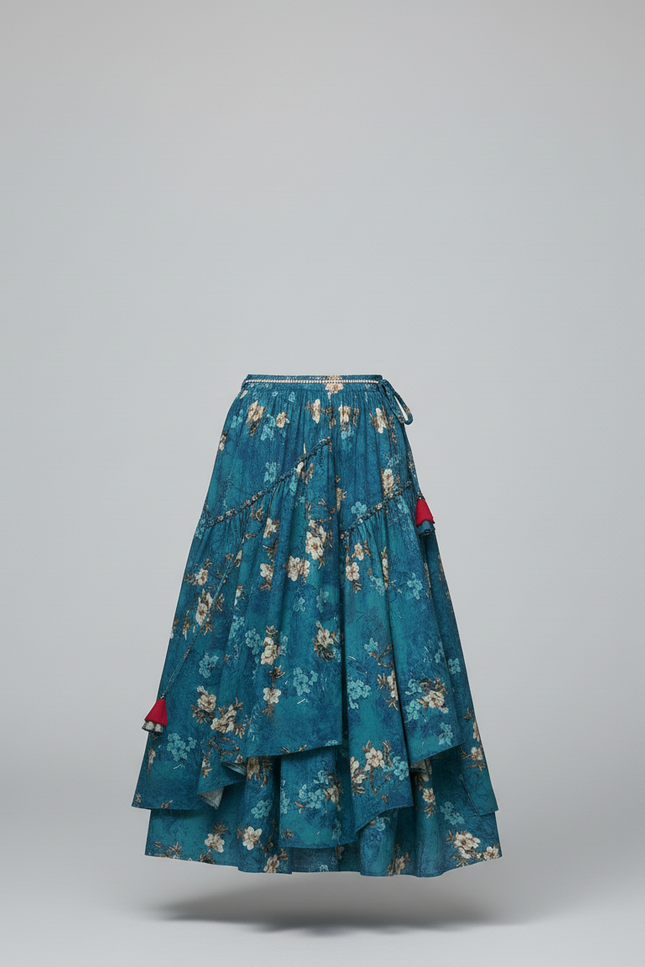Jupe Longue Fluide Imprimée Florale Bohème