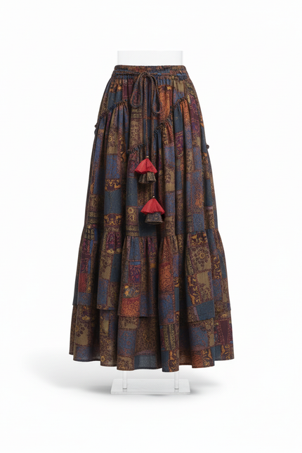 Jupe Longue Patchwork Irrégulière Bohème