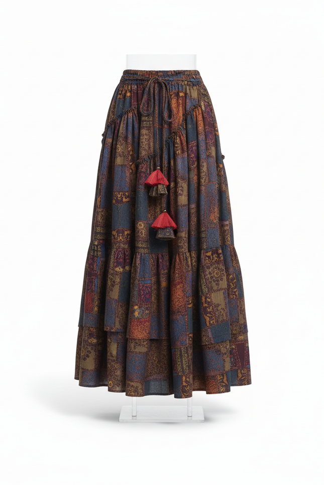 Jupe Longue Patchwork Irrégulière Bohème
