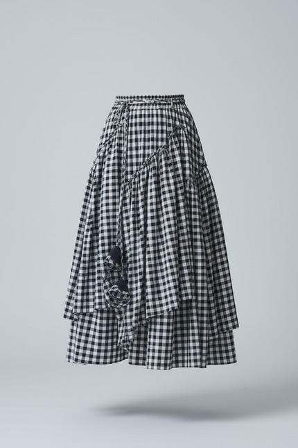 Jupe Longue Carreaux Vichy À Volants Rétro
