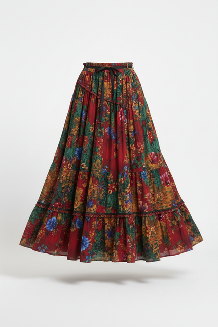 Jupe Longue Fleurie Asymétrique Bohème