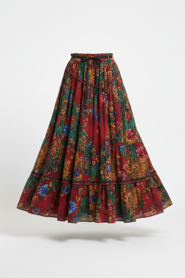 Jupe Longue Fleurie Asymétrique Bohème