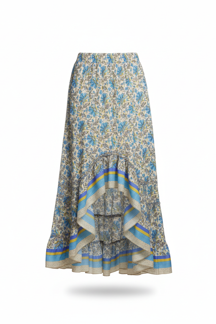 Jupe Longue Imprimée Florale Asymétrique Bohème Chic