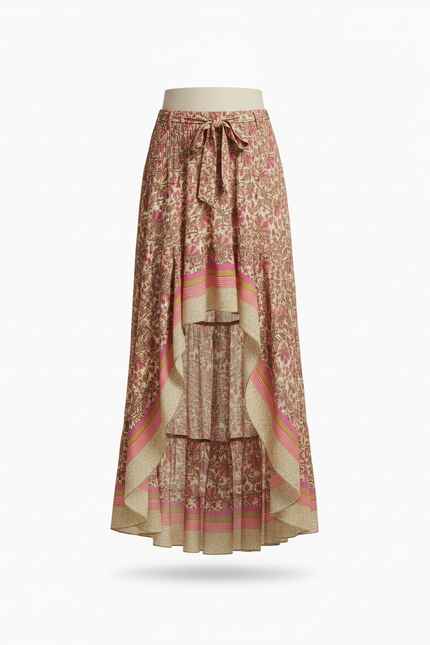 Jupe Longue Asymétrique Florale Bohème