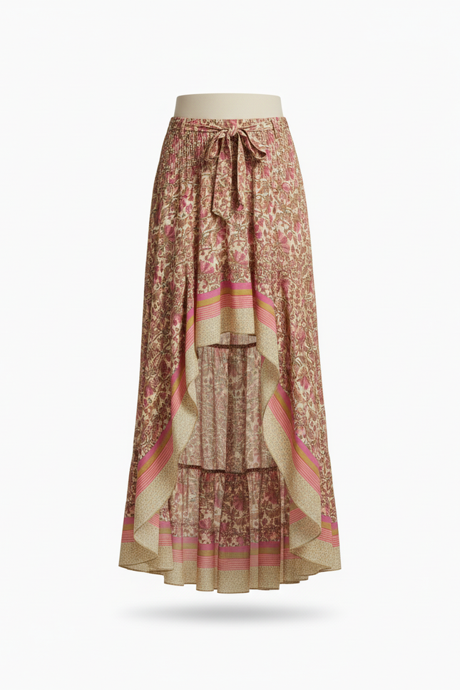 Jupe Longue Asymétrique Florale Bohème