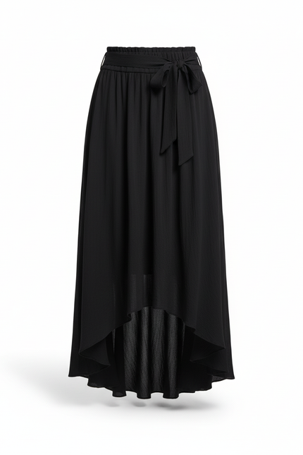 Jupe Longue Noire Asymétrique Fluide