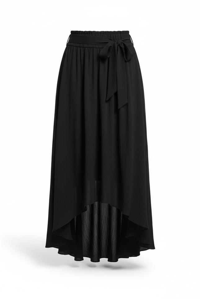 Jupe Longue Noire Asymétrique Fluide