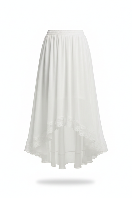 Jupe Longue Blanche Asymétrique Fluide Femme