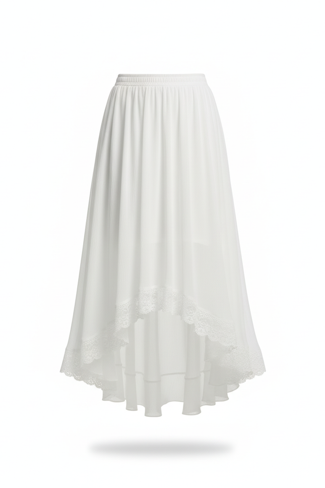 Jupe Longue Blanche Asymétrique Fluide Femme