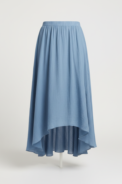 Jupe Longue Bleue Asymétrique Fluide
