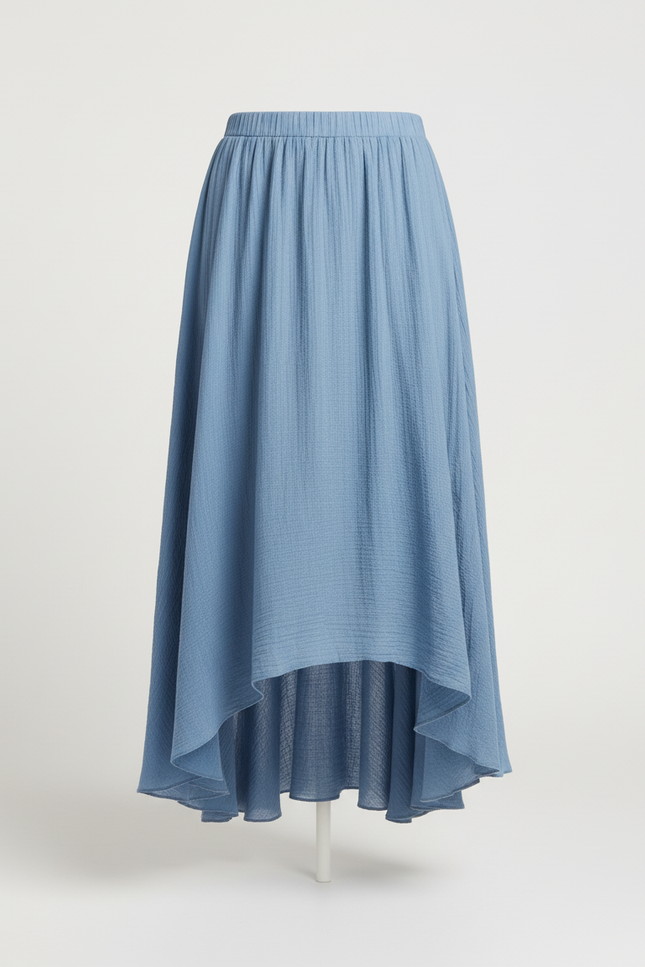 Jupe Longue Bleue Asymétrique Fluide