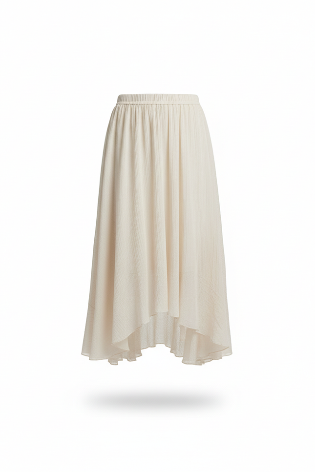 Jupe Longue Crème Asymétrique Fluide