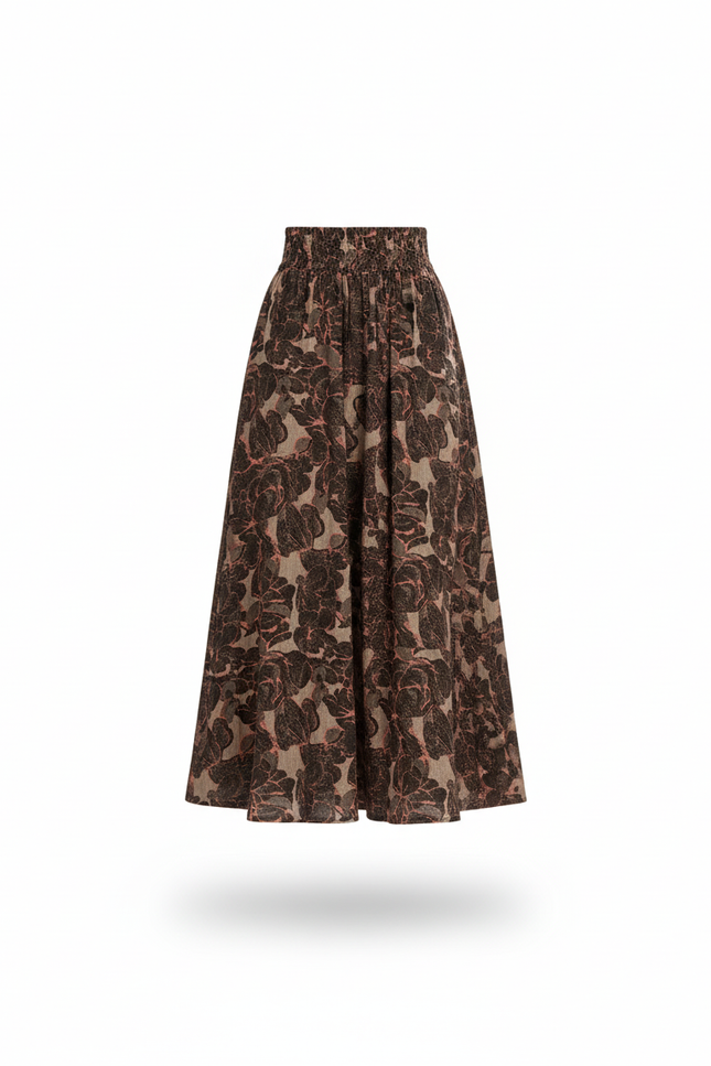 Jupe Longue Florale Taille Haute Fluide