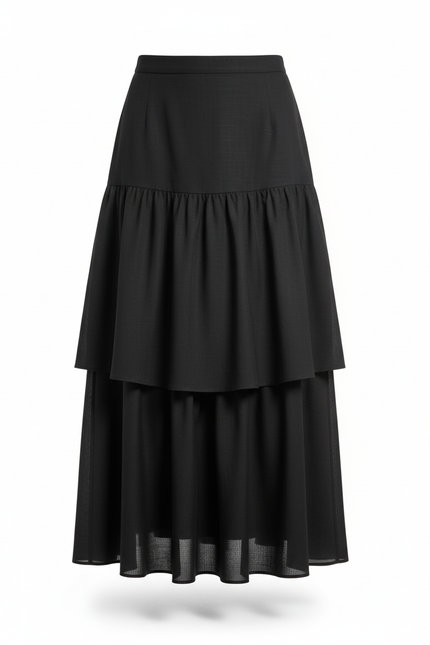 Jupe Longue Motif Floral Bordeaux Élégante