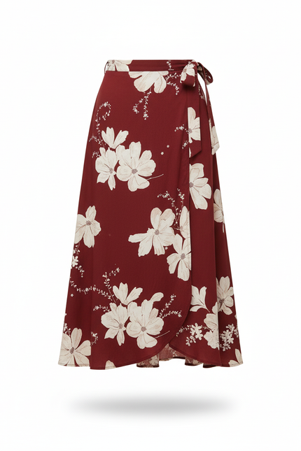 Jupe Portefeuille Longue Rouge